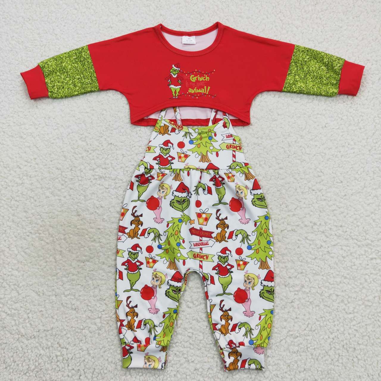 Christmas Green Cartoon Girls Set