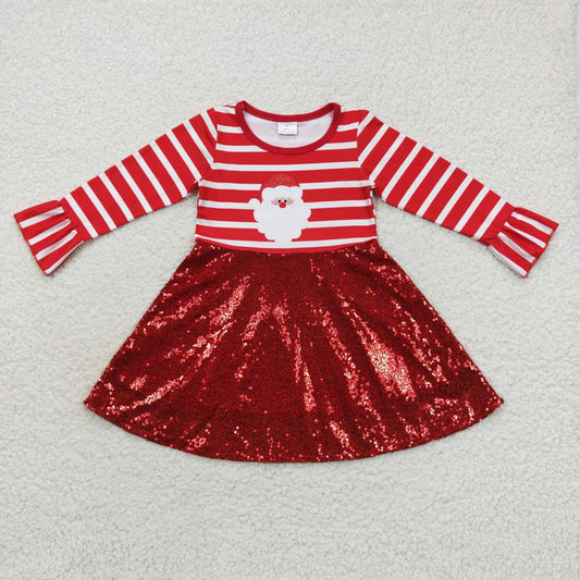 Christmas Santa Red Stripe Long Sleeves Dress