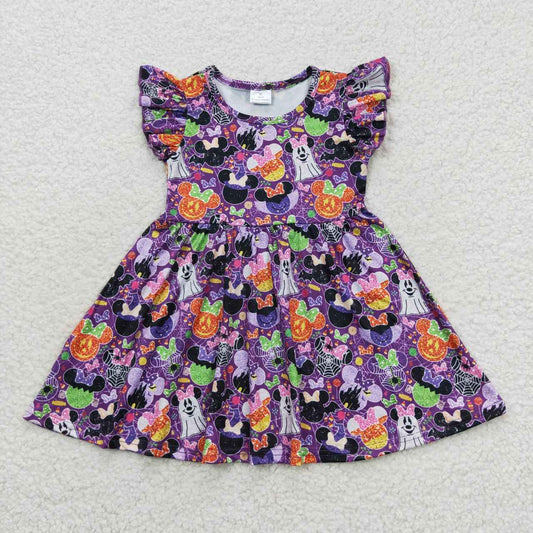 Halloween Pumpkin Cartoon Short Sleeve Girls Dress