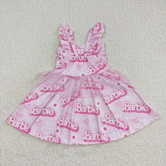 Pink Cartoon Girls Dress