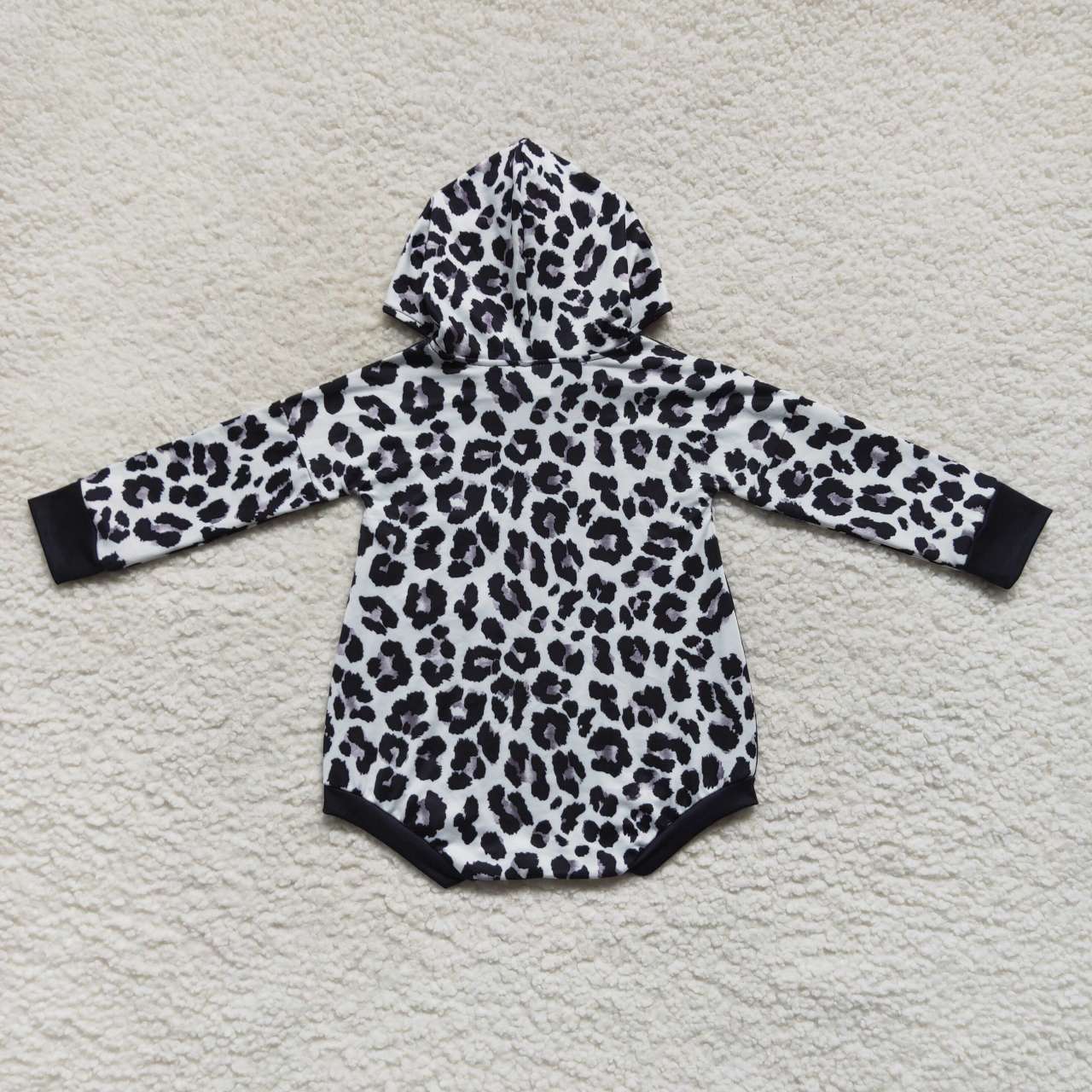 Black Leopard long sleeve Baby Romper