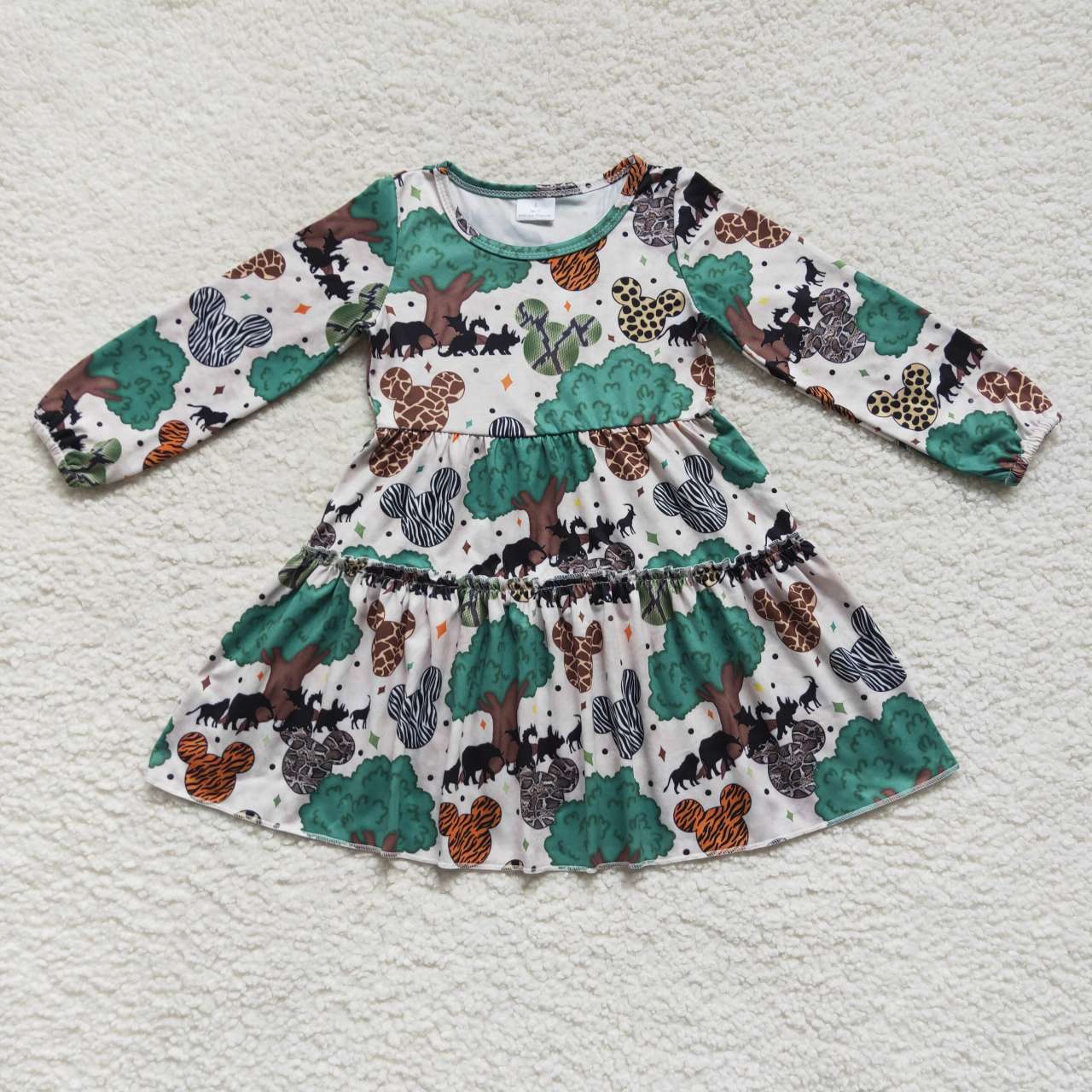 Dinosaur Cartoon 3 tier dresses dress