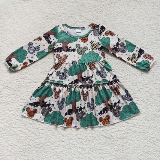 Dinosaur Cartoon 3 tier dresses dress
