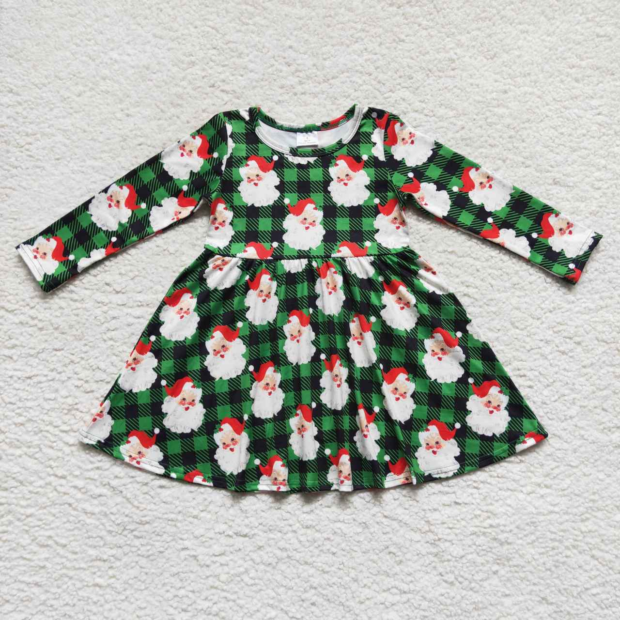Christmas Green Santa Print Girls dress