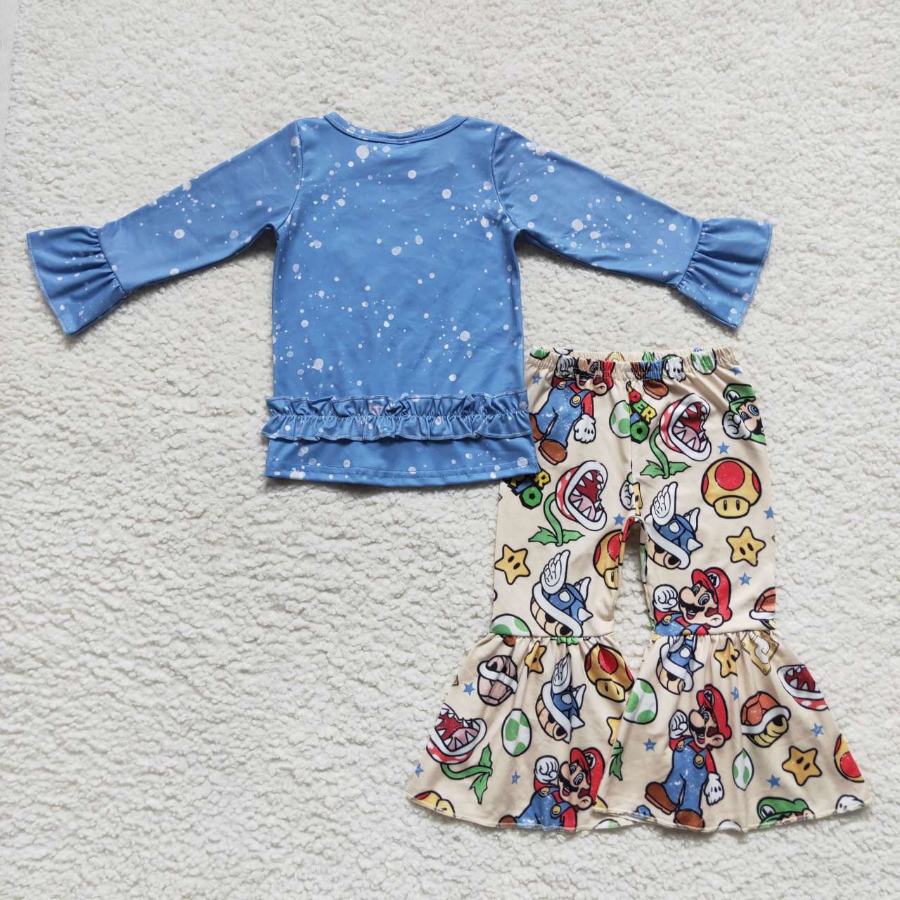 Blue Bleach Cartoon Long Sleeve Girls Set