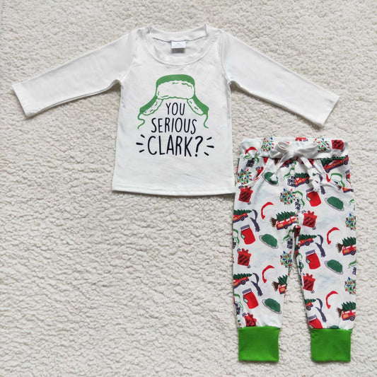 Christmas Tree Cartoon long-sleeved Boy Set