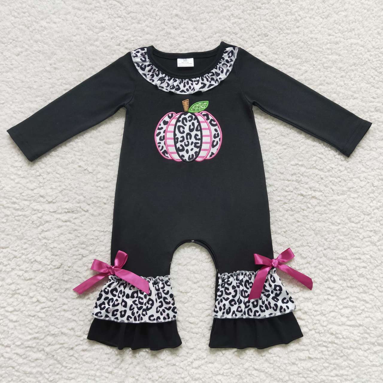 Fall Leopard Pumpkin Baby Romper
