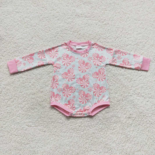 Pink Cartoon Candy Print long sleeves romper