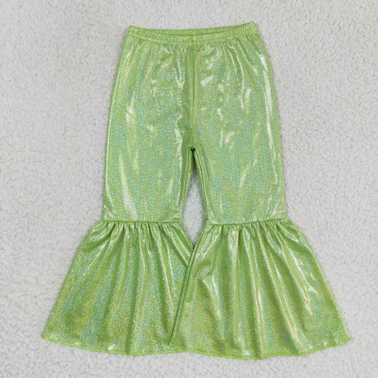 Green Satin Spandex Bell Pants