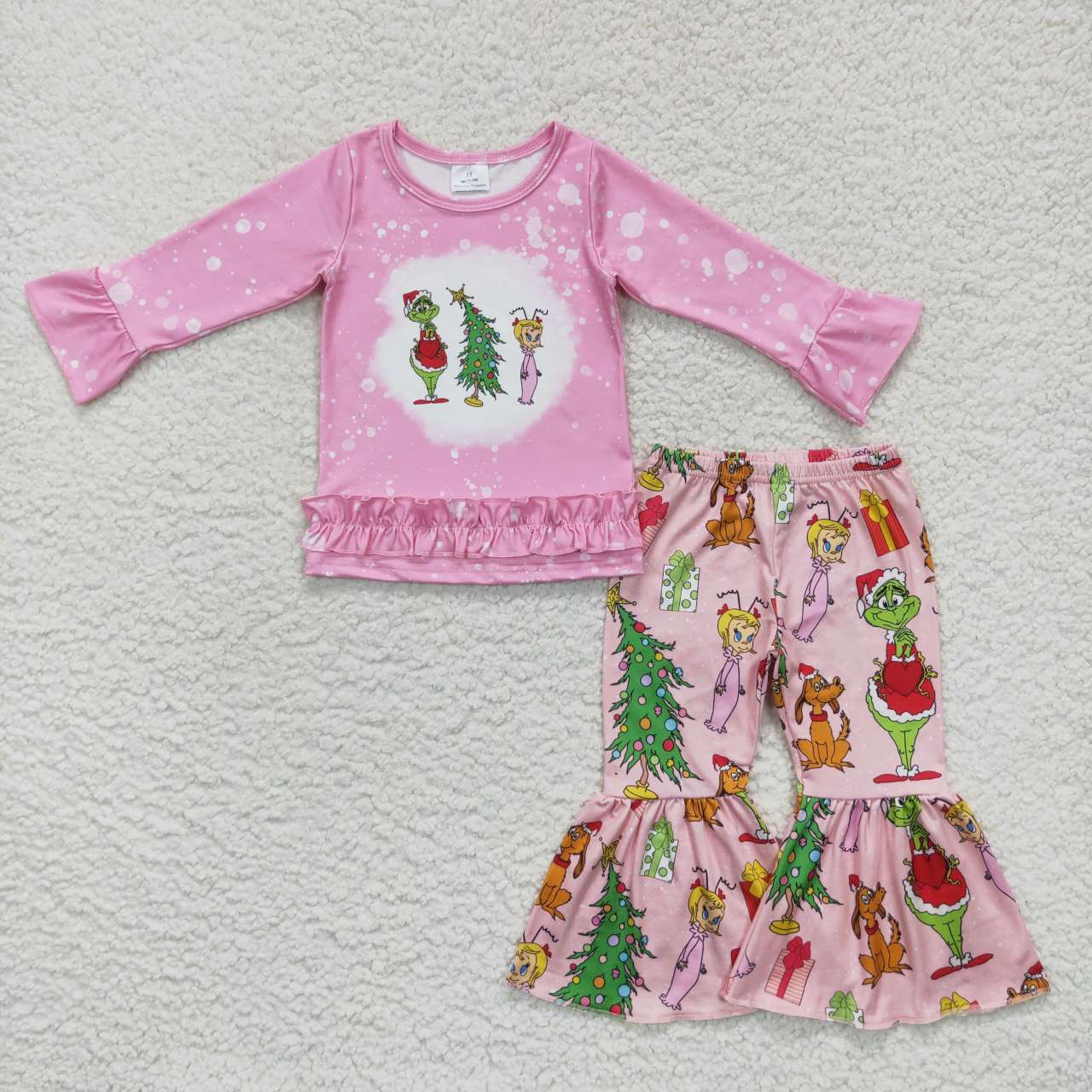 Christmas Pink Cartoon Girls Suit