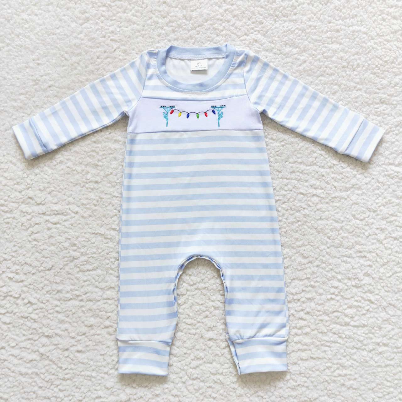 Christmas Blue Stripe Baby Romper