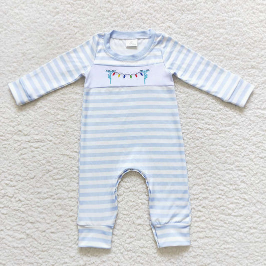 Christmas Blue Stripe Baby Romper