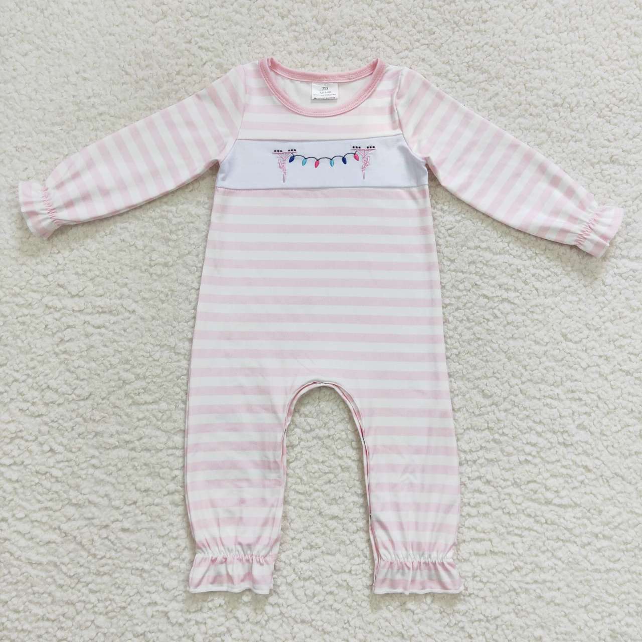 Christmas Pink Stripe Baby Romper