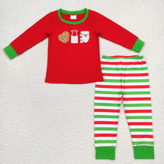 Christmas Embroidered Santa Cookies long sleeve long pants pajamas