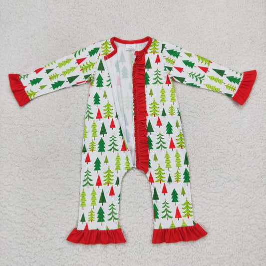 Christmas Green Tree Baby Romper With zipper