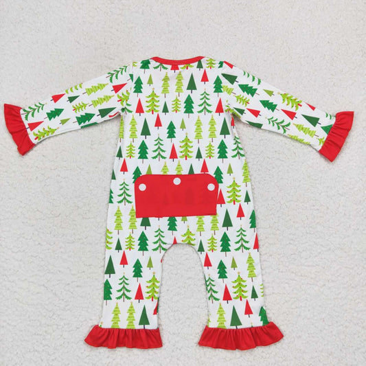 Christmas Green Tree Baby Romper With zipper