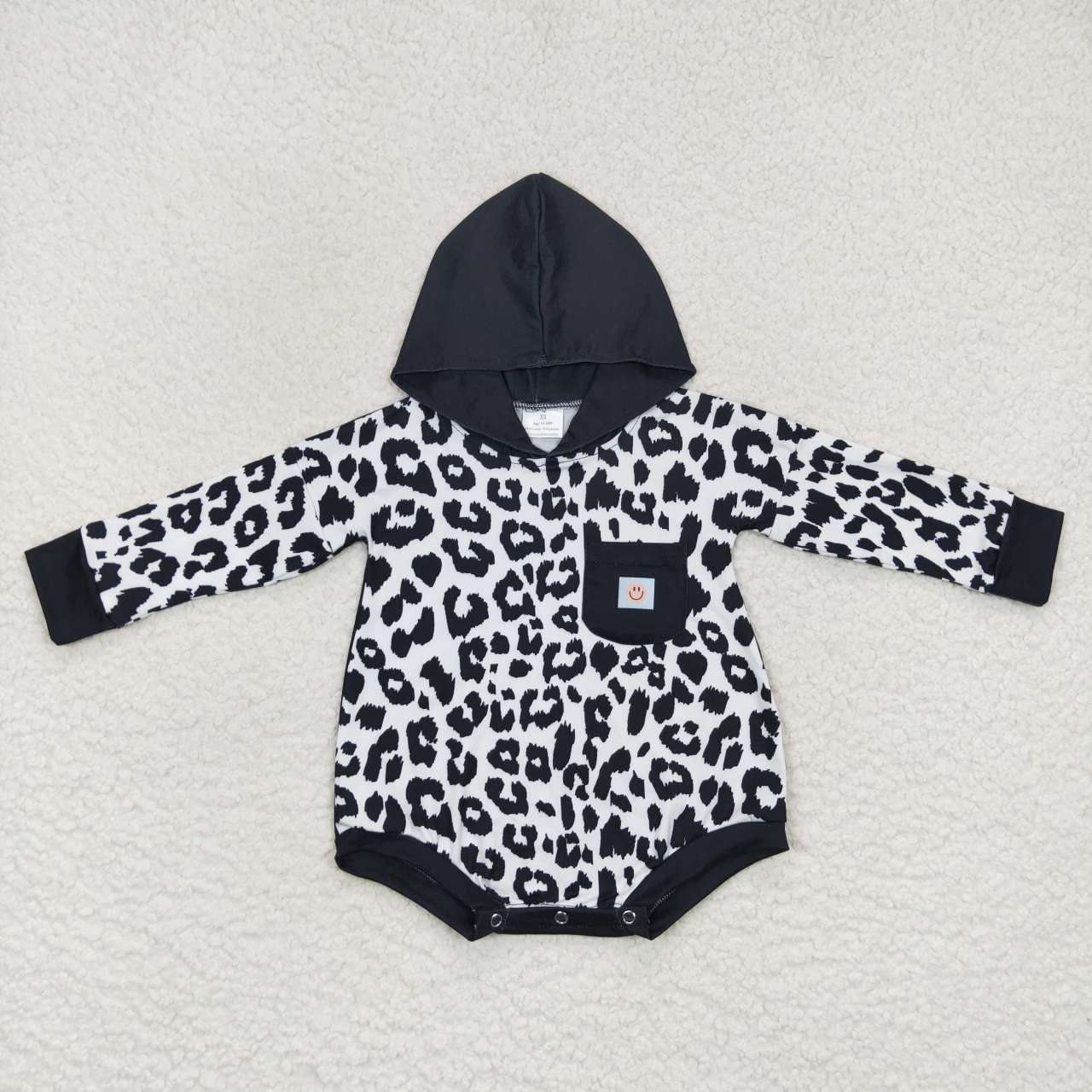 White Leopard long sleeve Baby Romper