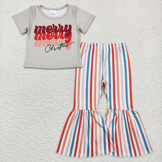 Merry Christmas Stripe Girls Set