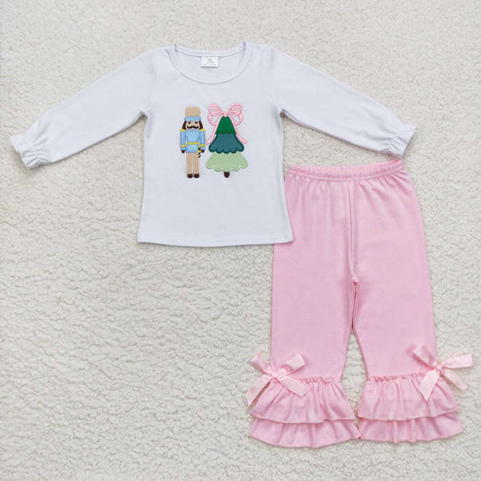 Christmas embroidery Tree Pink Girls Outfits
