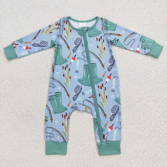 Green Boots Baby Romper With zipper