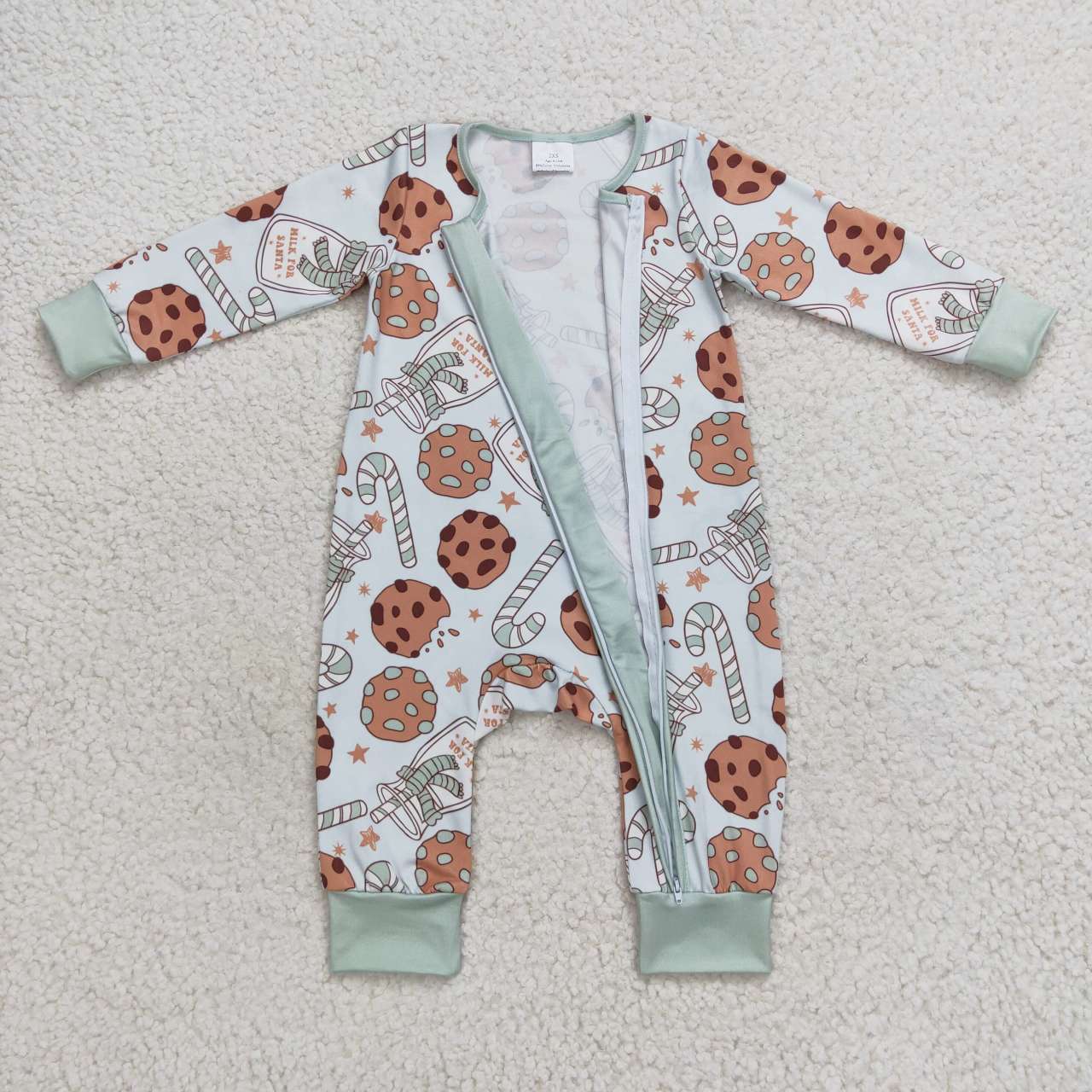 Cookies Print long-sleeve Romper With Zipper