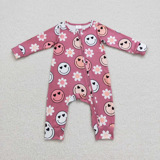 Smile Floral Romper With zipper