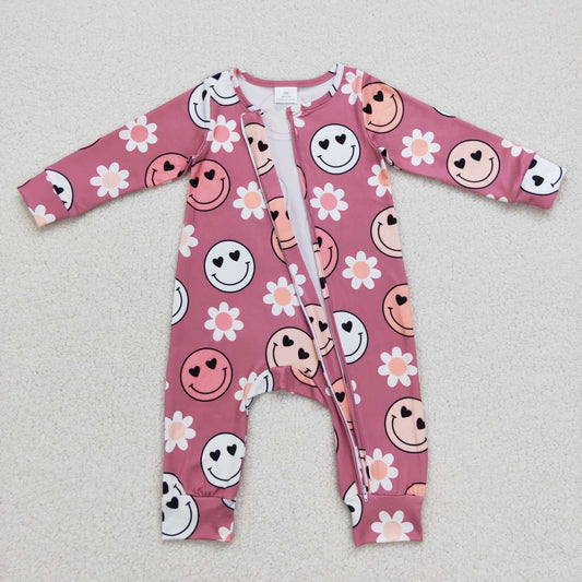 Smile Floral Romper With zipper