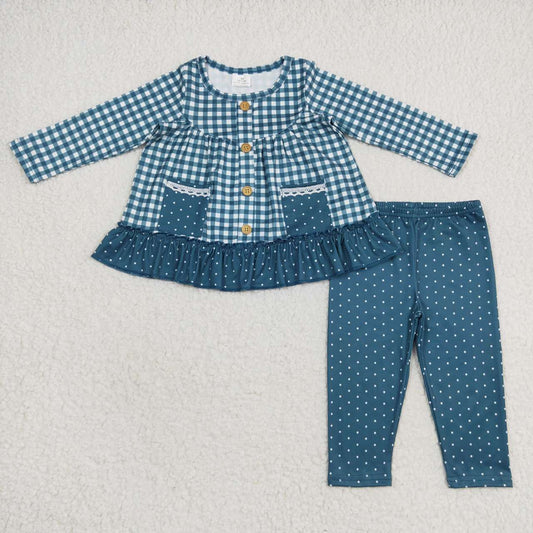 Christmas Blue Plaid Girls Set