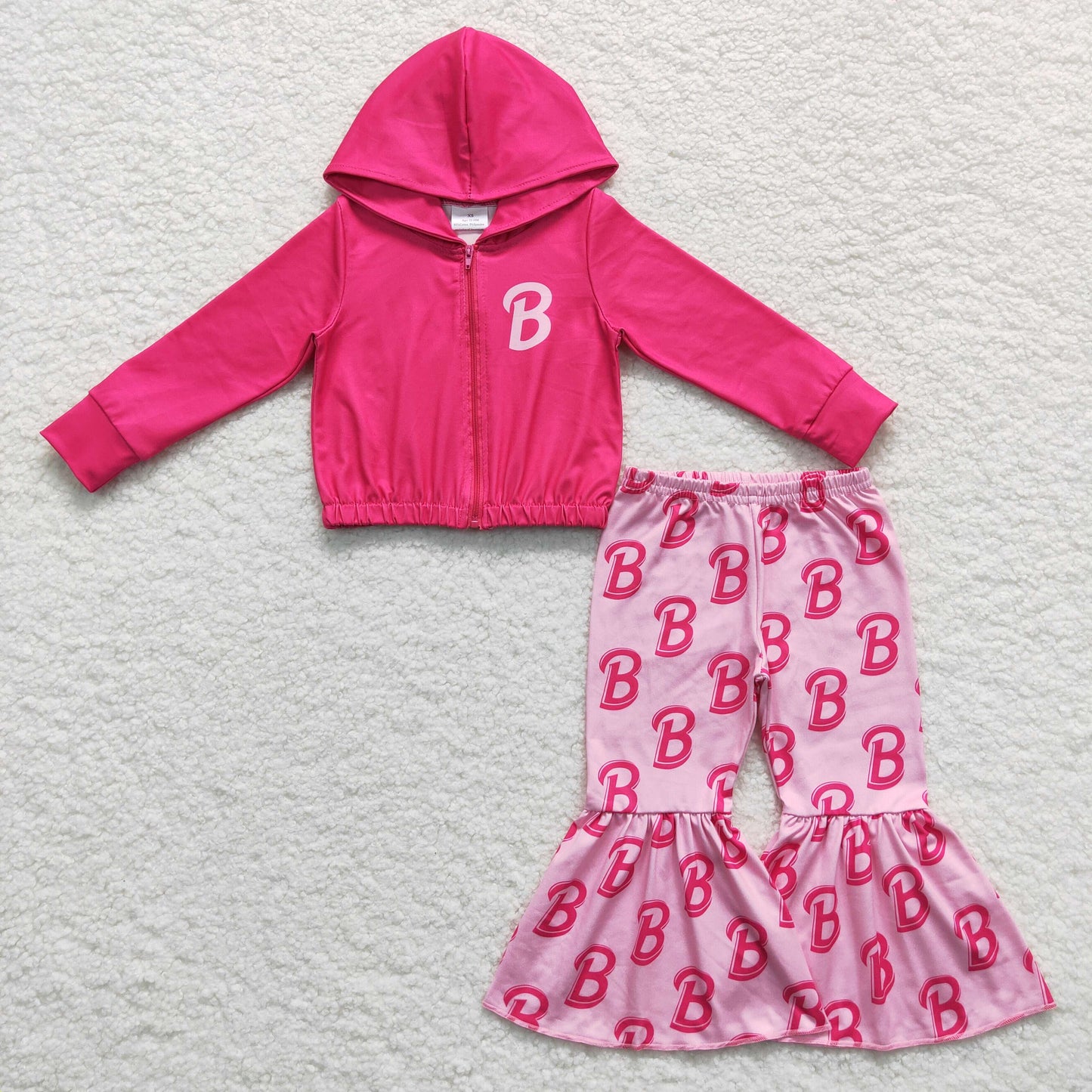 Pink Letter With Zipper Top Girls Outfit