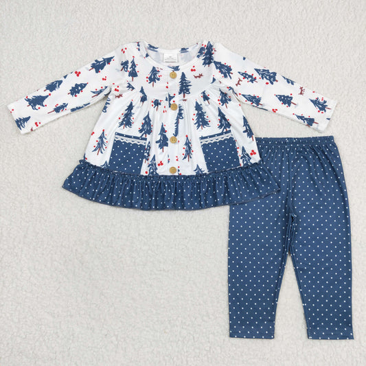 Christmas Blue Treen Dots Girls Set