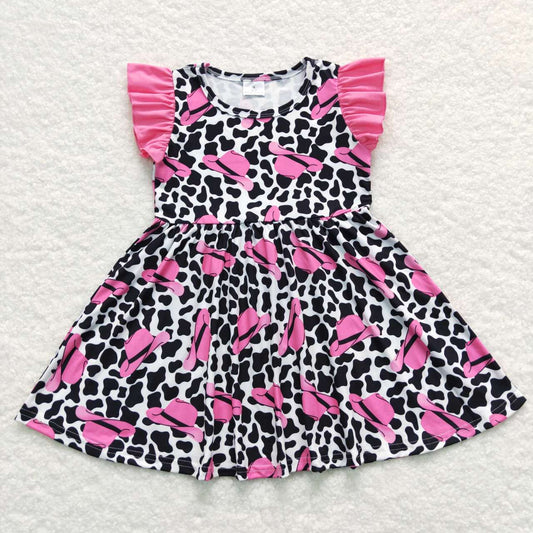 Pink Leopard Cartoon Short Girls Dress