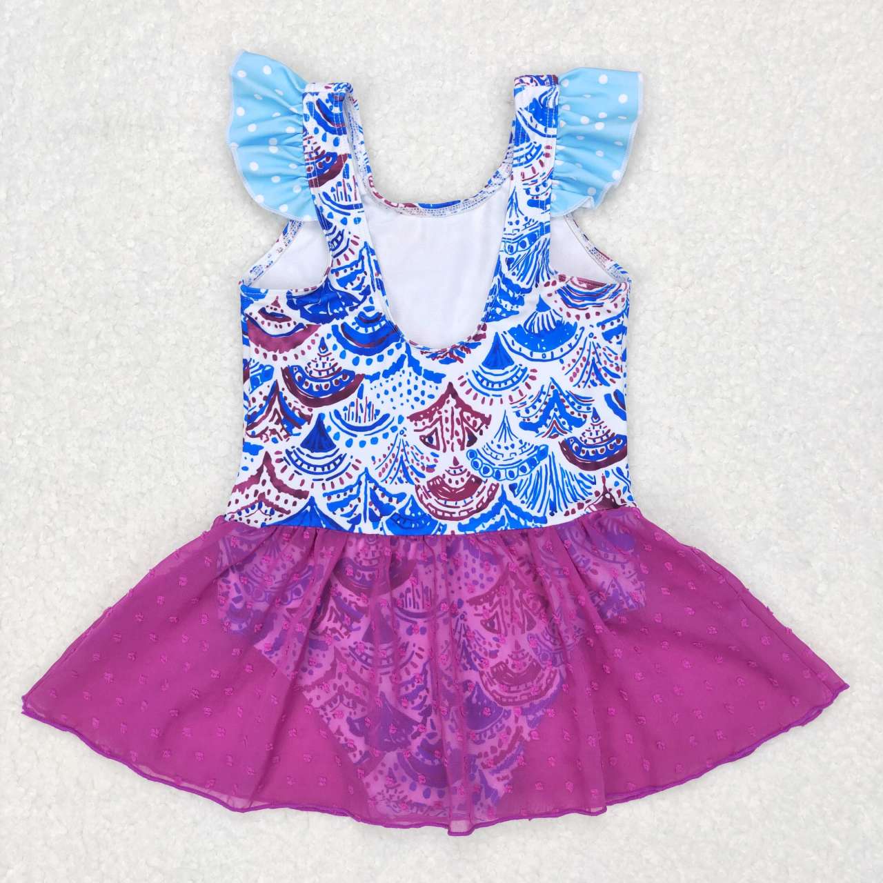 Purple Mermaid Scales Girls Summer Swimsuit