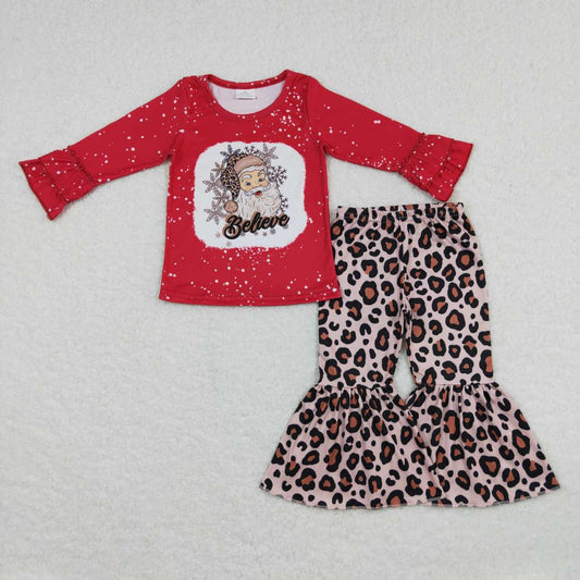 Christmas Red Santa Leopard Girls Set