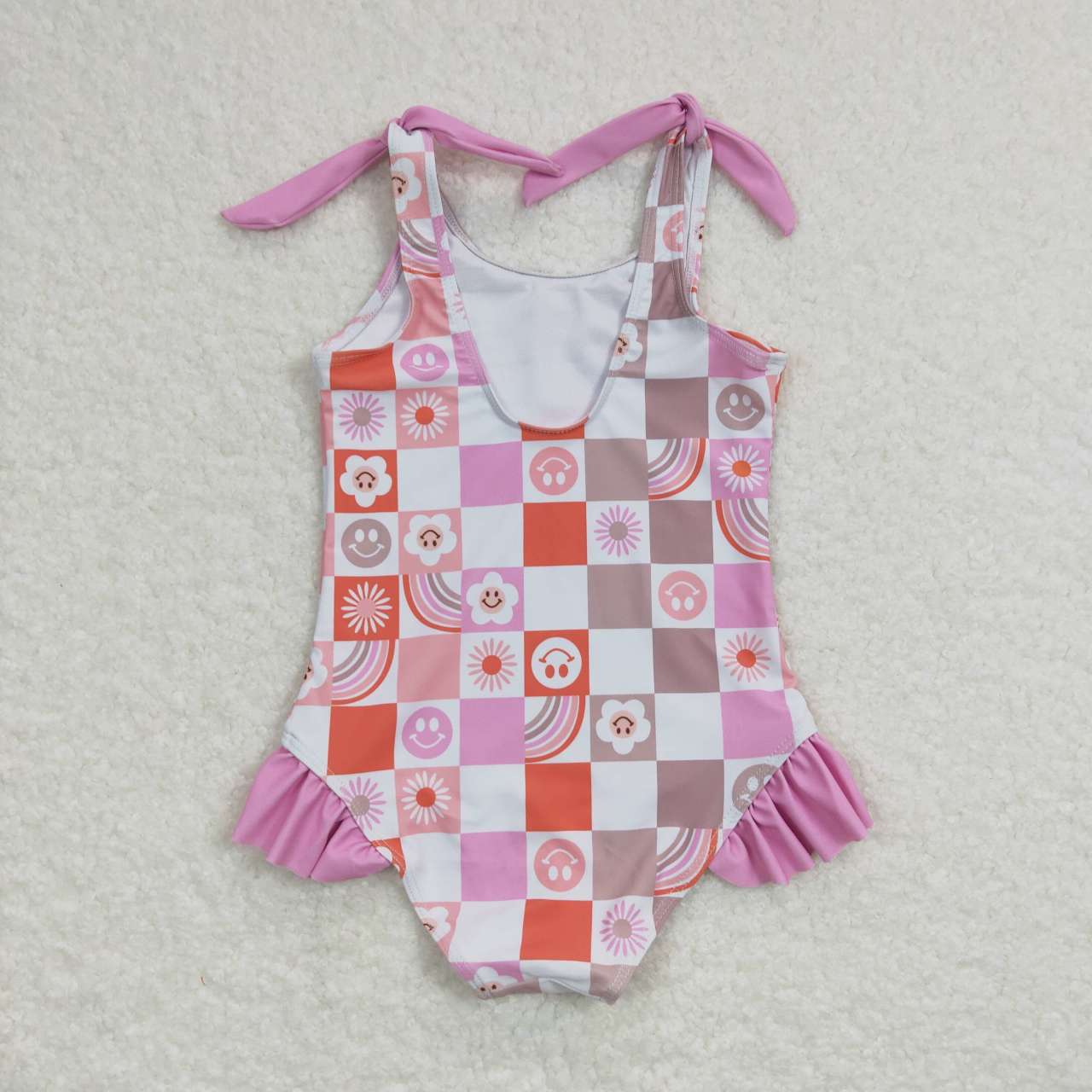 Smile Print Girls Summer Swimsuit