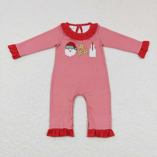 Christmas Red Stripe Santa Ruffle Romper