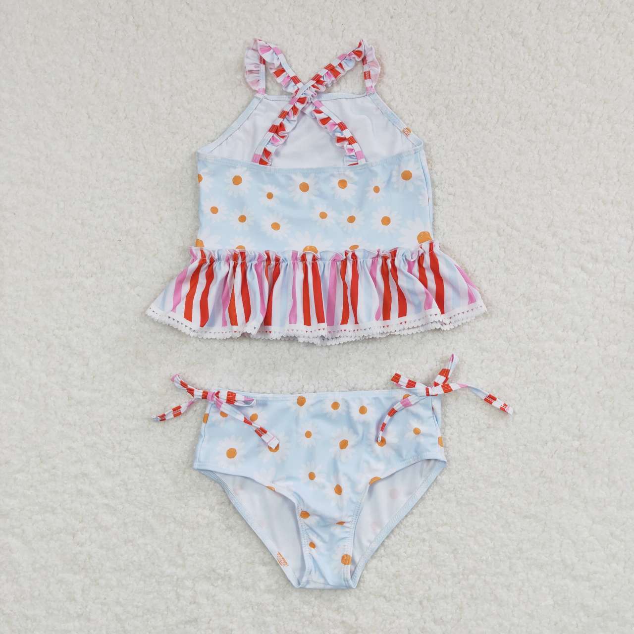 Blue floral 2pc girls summer Swimsuit