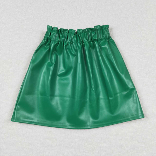 Green Leather Girls Dress Short