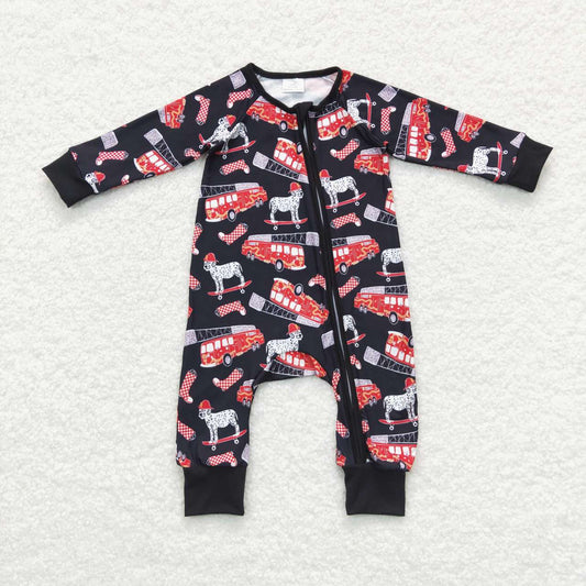 Black Dog Baby Romper With zipper