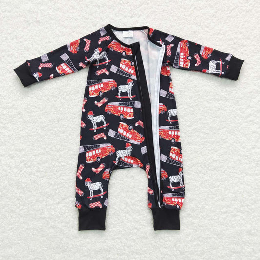 Black Dog Baby Romper With zipper
