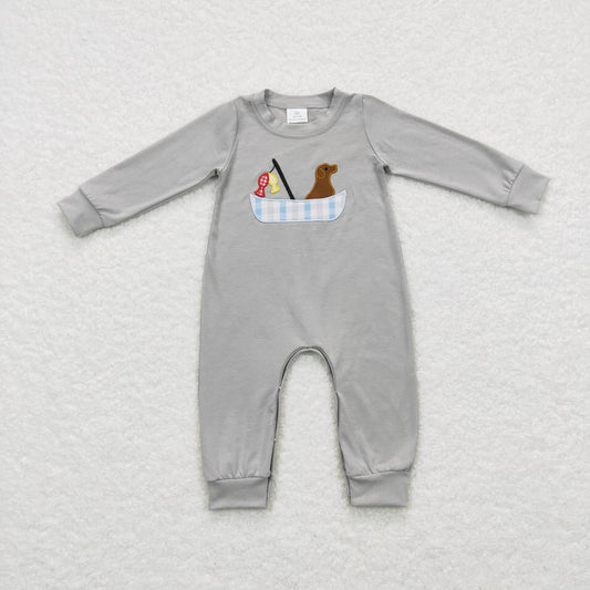 Grey fishing dog Baby romper