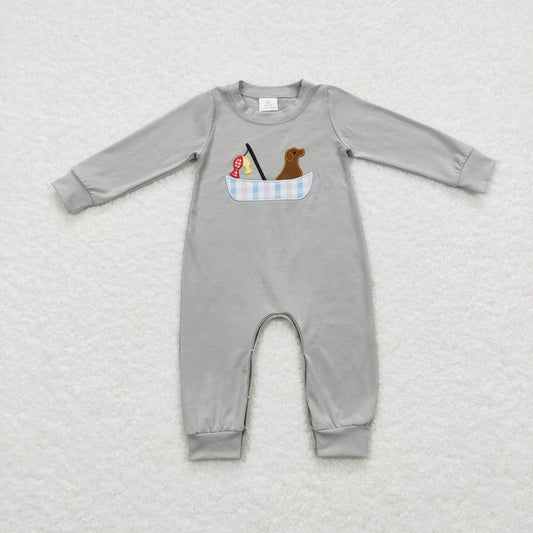 Grey fishing dog Baby romper