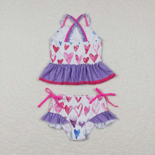 Purple Heart 2pc girls summer Swimsuit