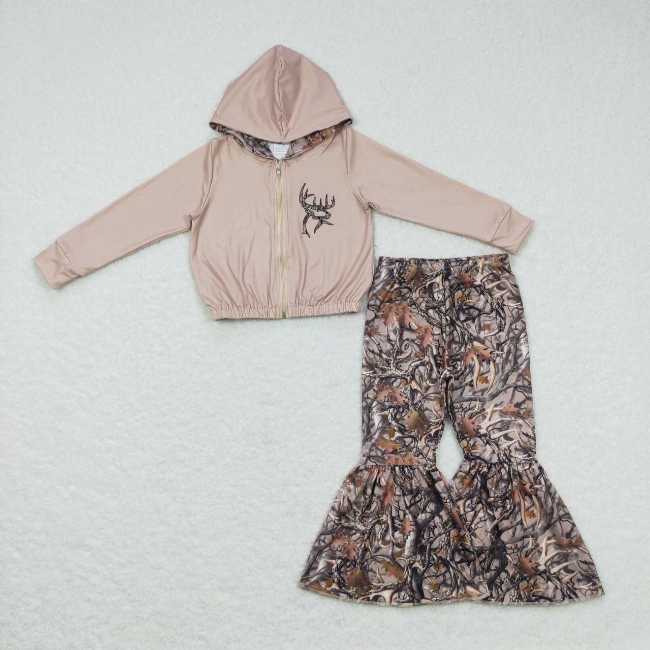 Brown Camo With Zipper Girls Outfit