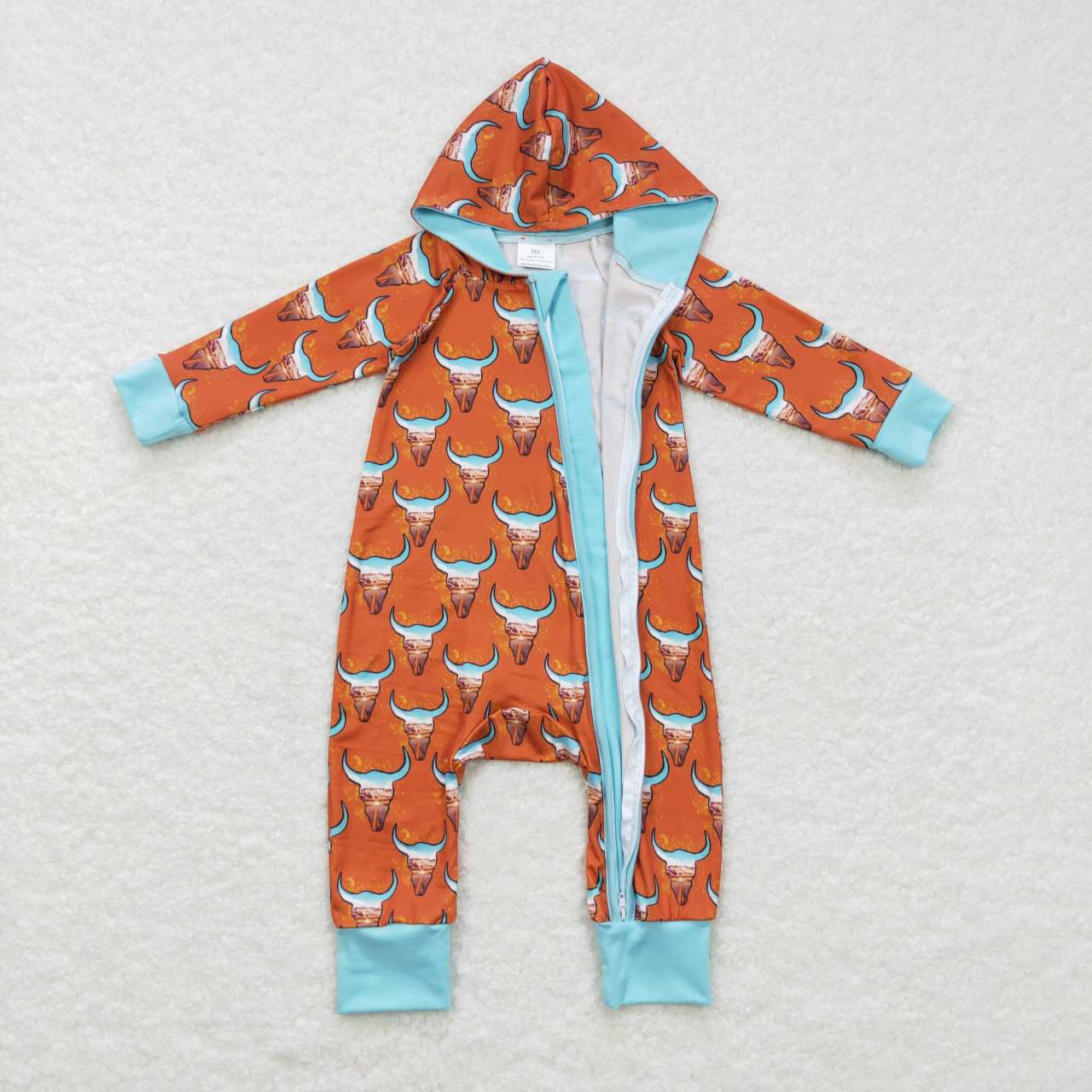 Western Brown Cow Print Baby Romper With Hat