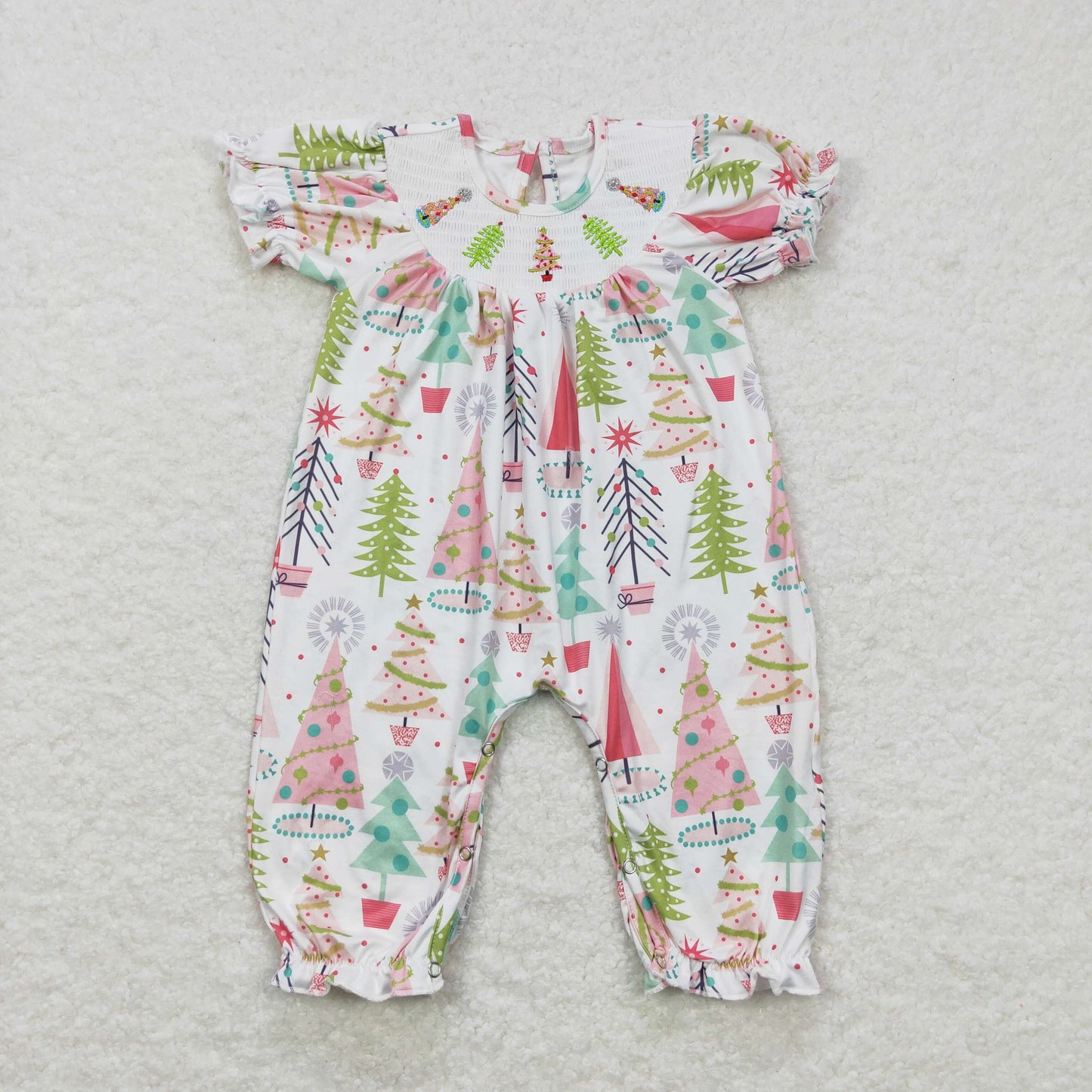 Christmas Tree Smock Baby Romper
