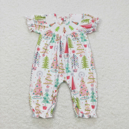 Christmas Tree Smock Baby Romper
