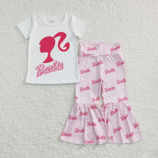 Pink Girls Letter Bell Pants Girls Set