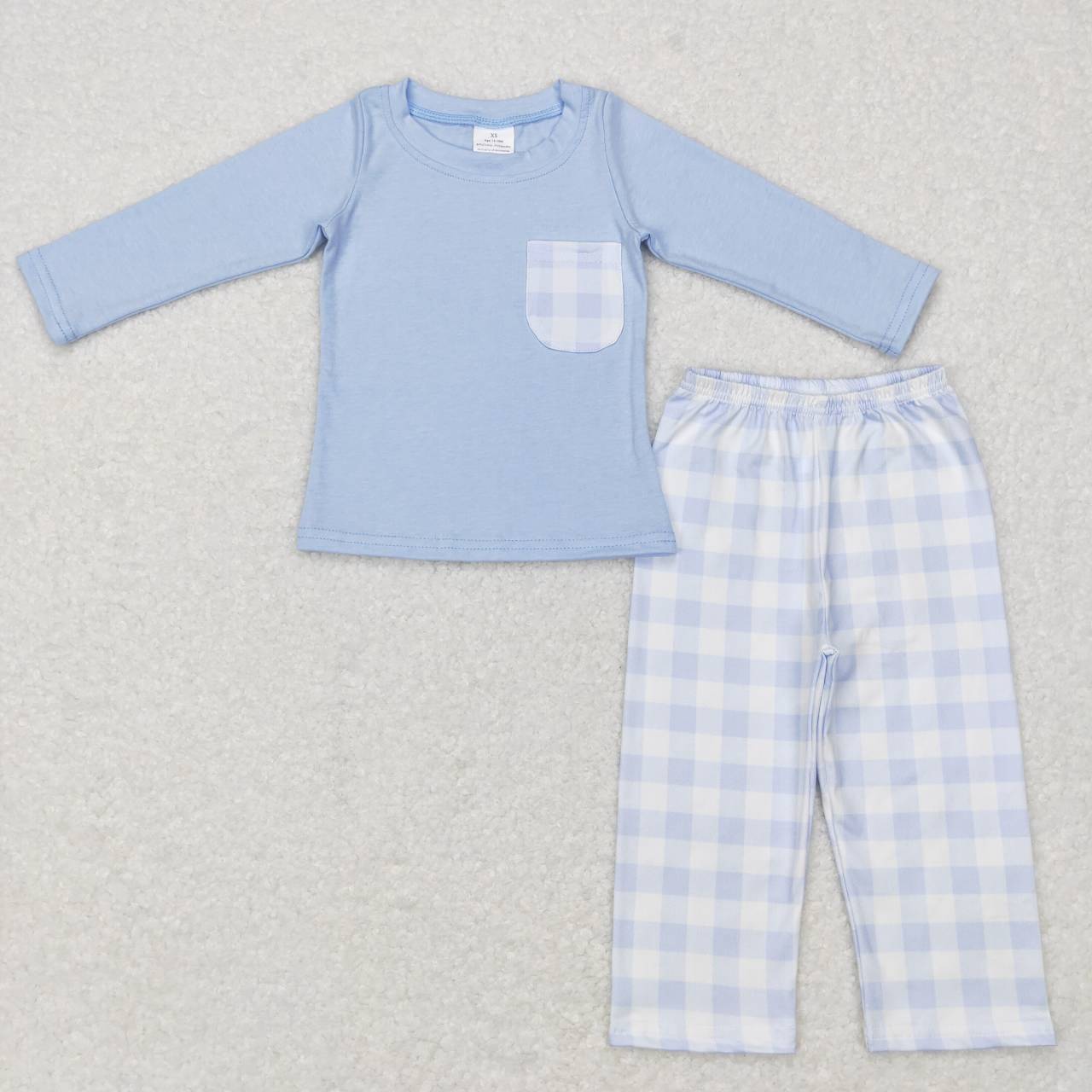 Blue Plaid Print Boy Set
