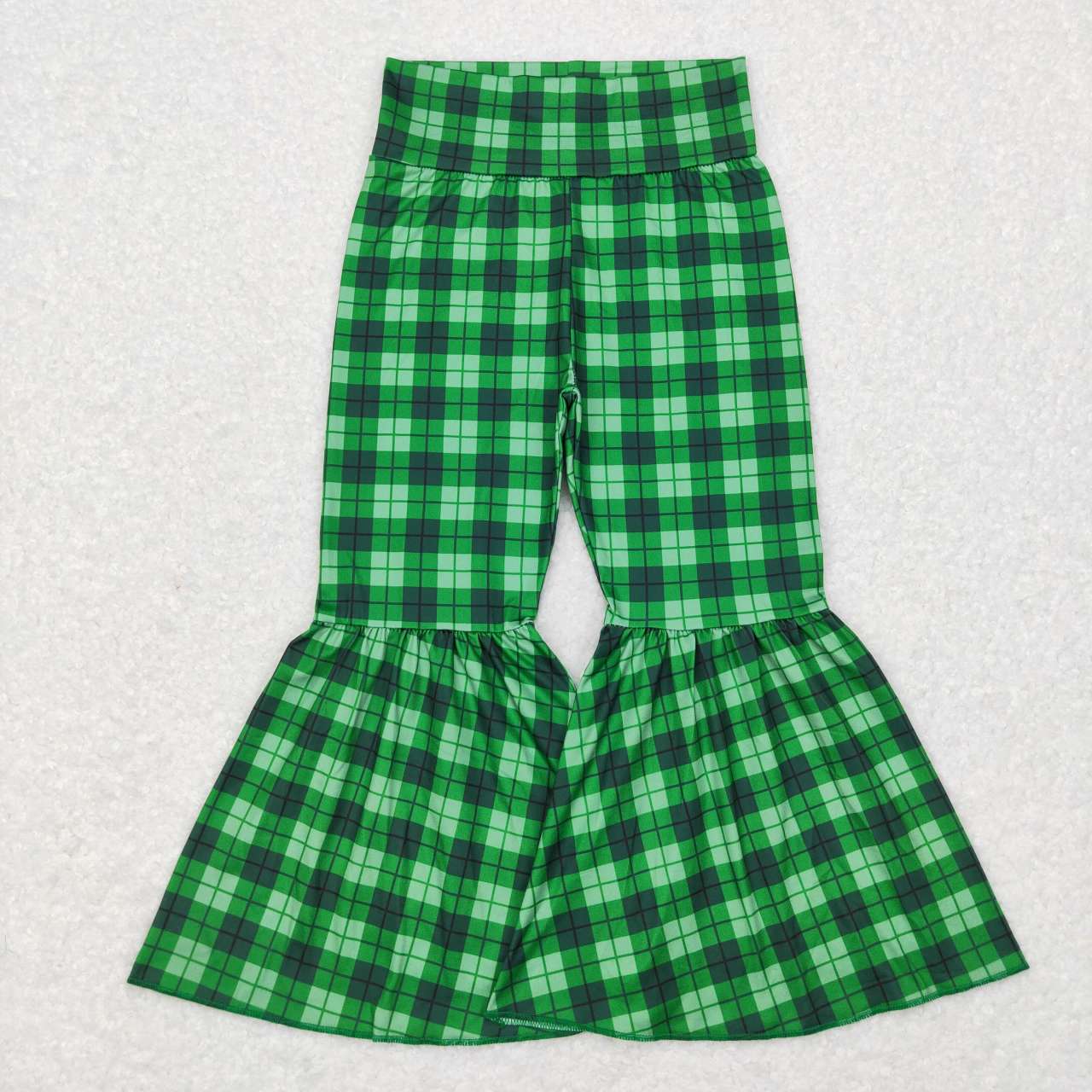 Green Plaid Bell Pants
