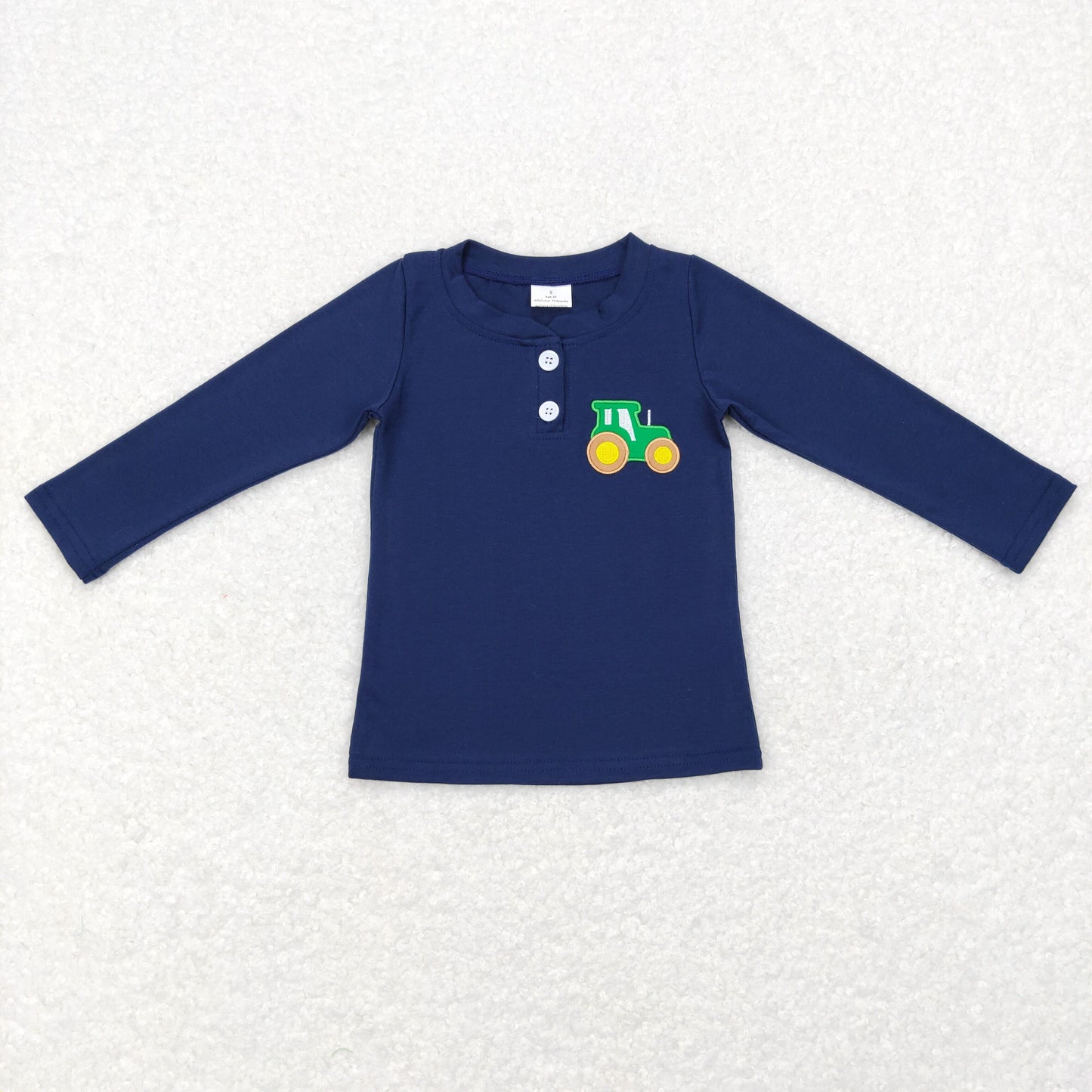 Blue Embroidery Car Long sleeve Shirt